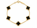18k gold small clovers bracelet, with black onyx, adjustable 16.5-18cm, total weight is 3.40g