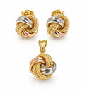 18k gold tritone knot set, 12mm, 2.95g