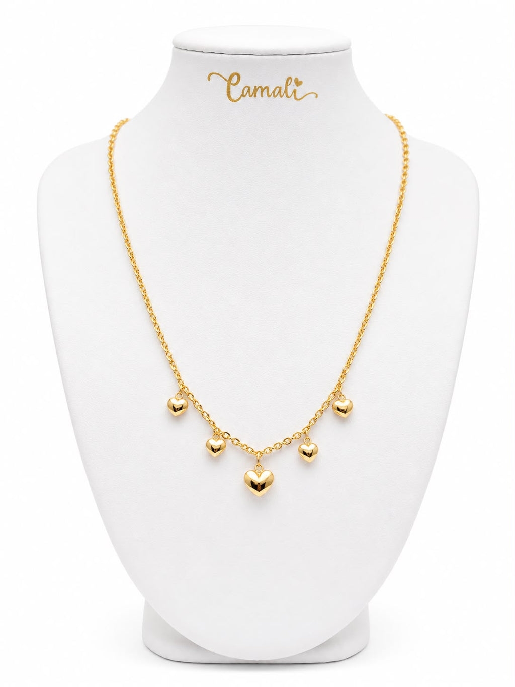 18k gold hearts dangling necklace ajustable 45-50cm, 5.98g