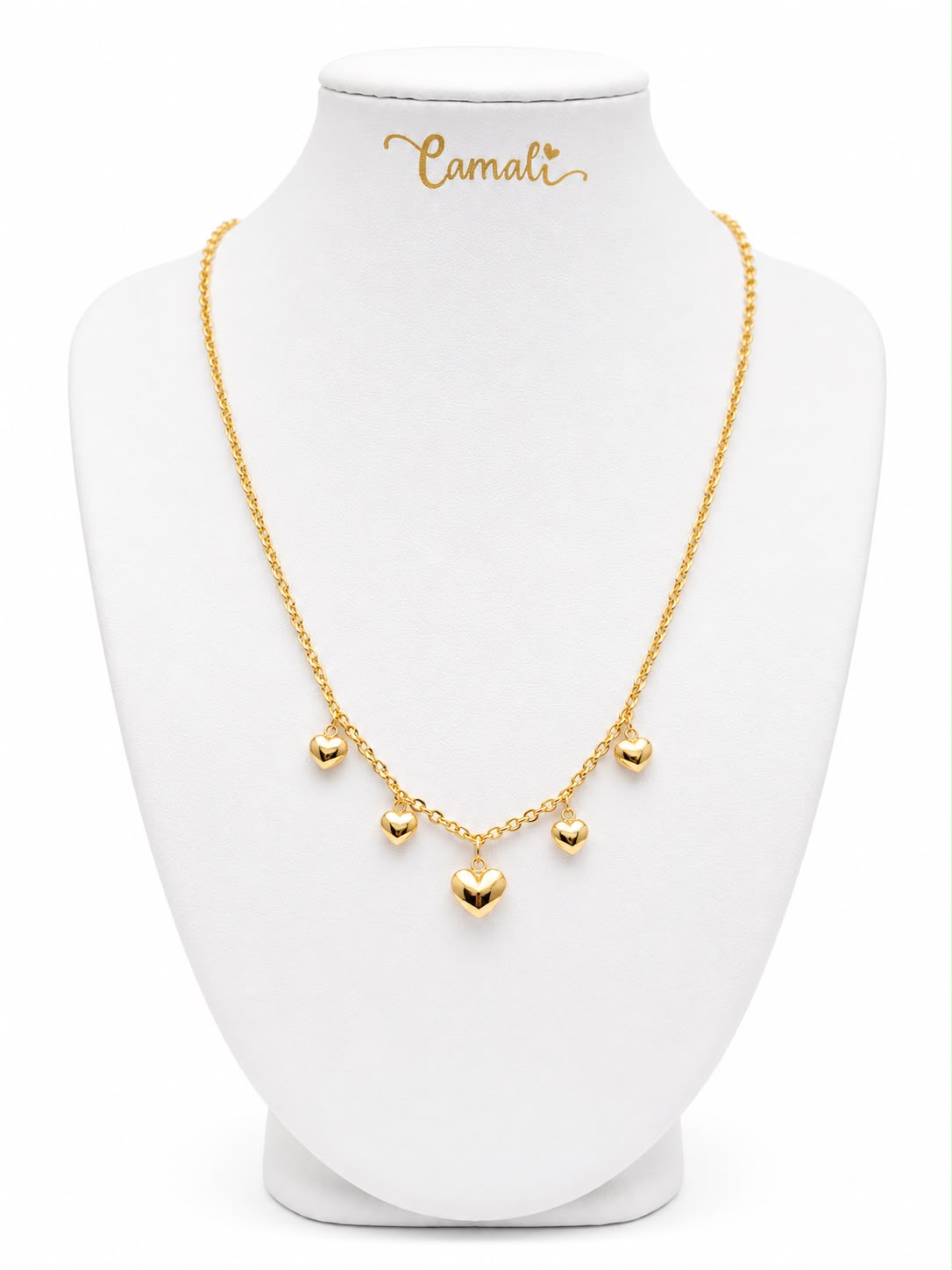 18k gold hearts dangling necklace ajustable 45-50cm, 5.98g