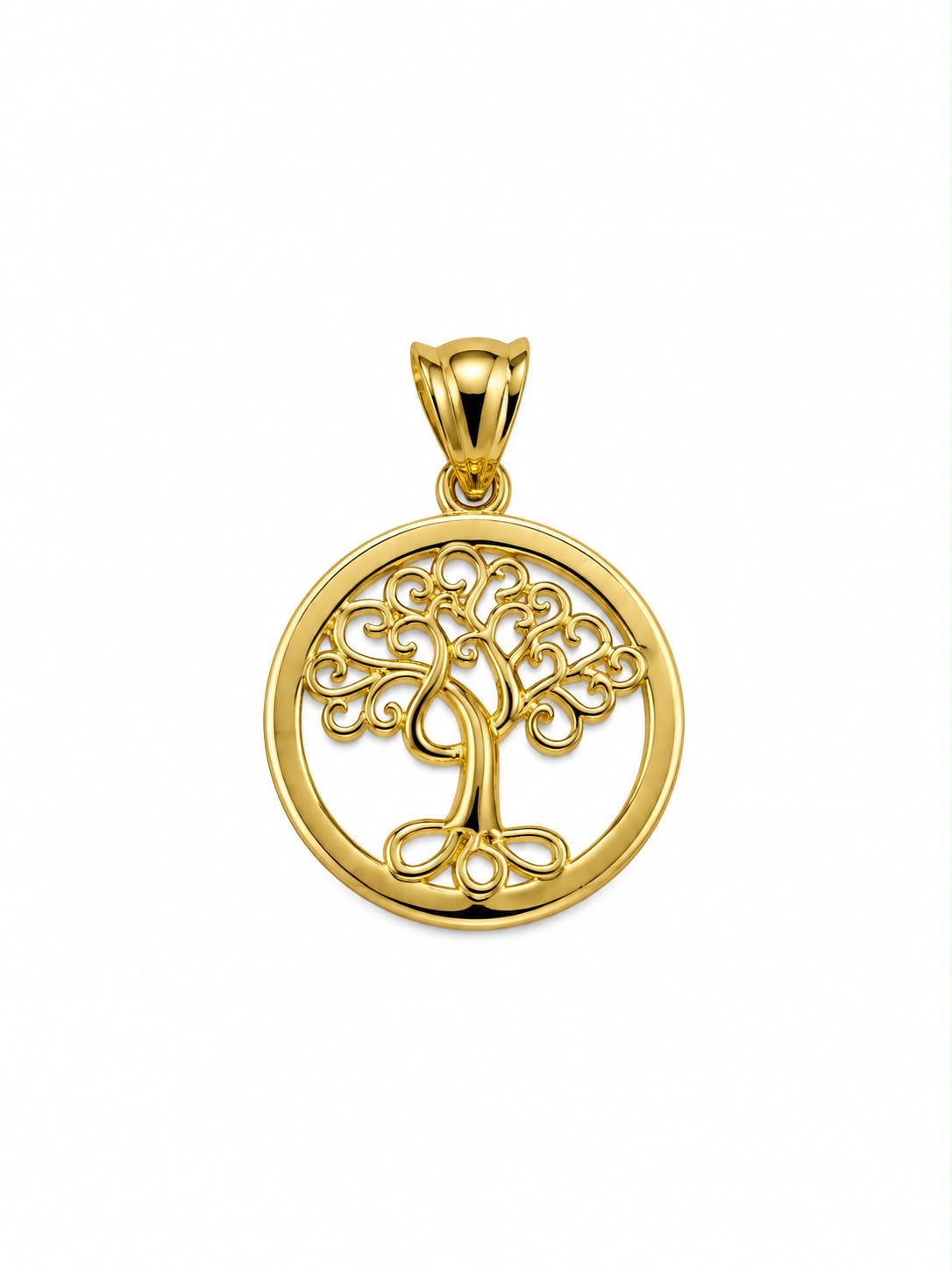 18k gold tree pendant, 14mm, 0.81g