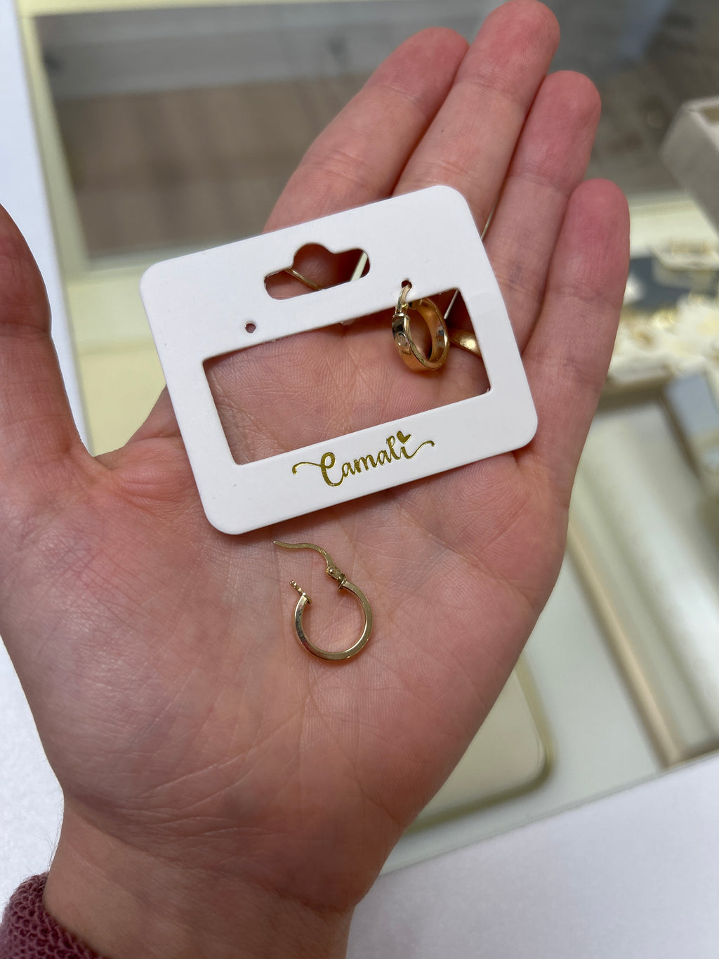 18k gold love small hoops , 12mm, 1.25g