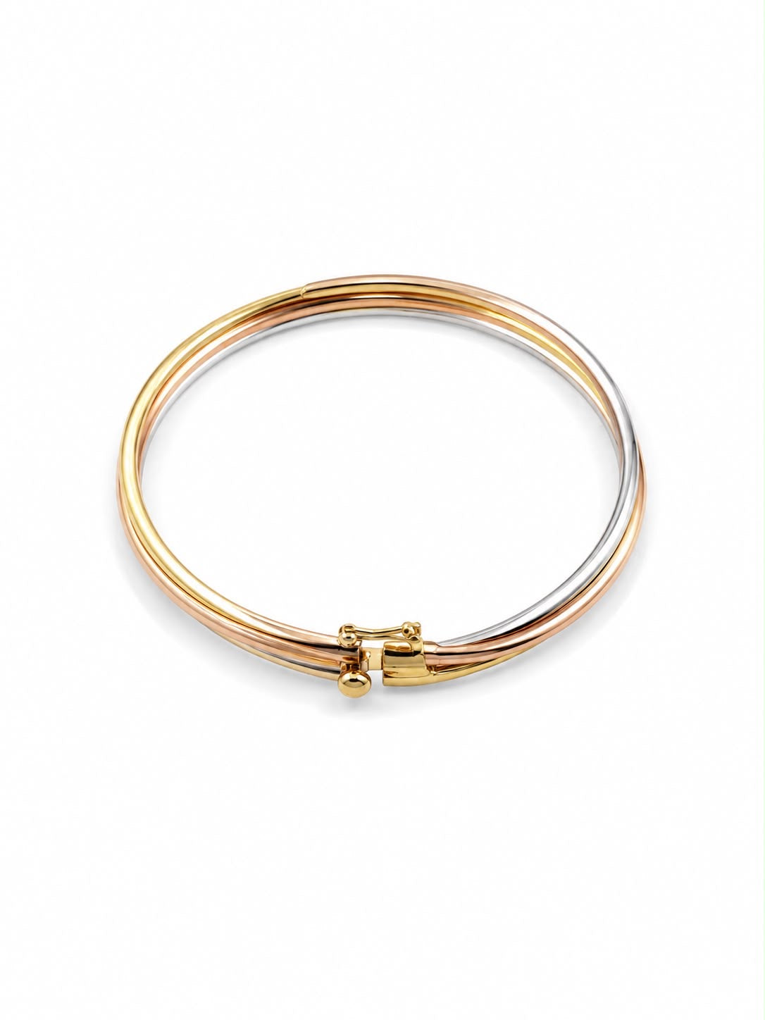 Bracelet jonc en or 18 carats 3 tons, taille 18 (moyen) 11,60 g