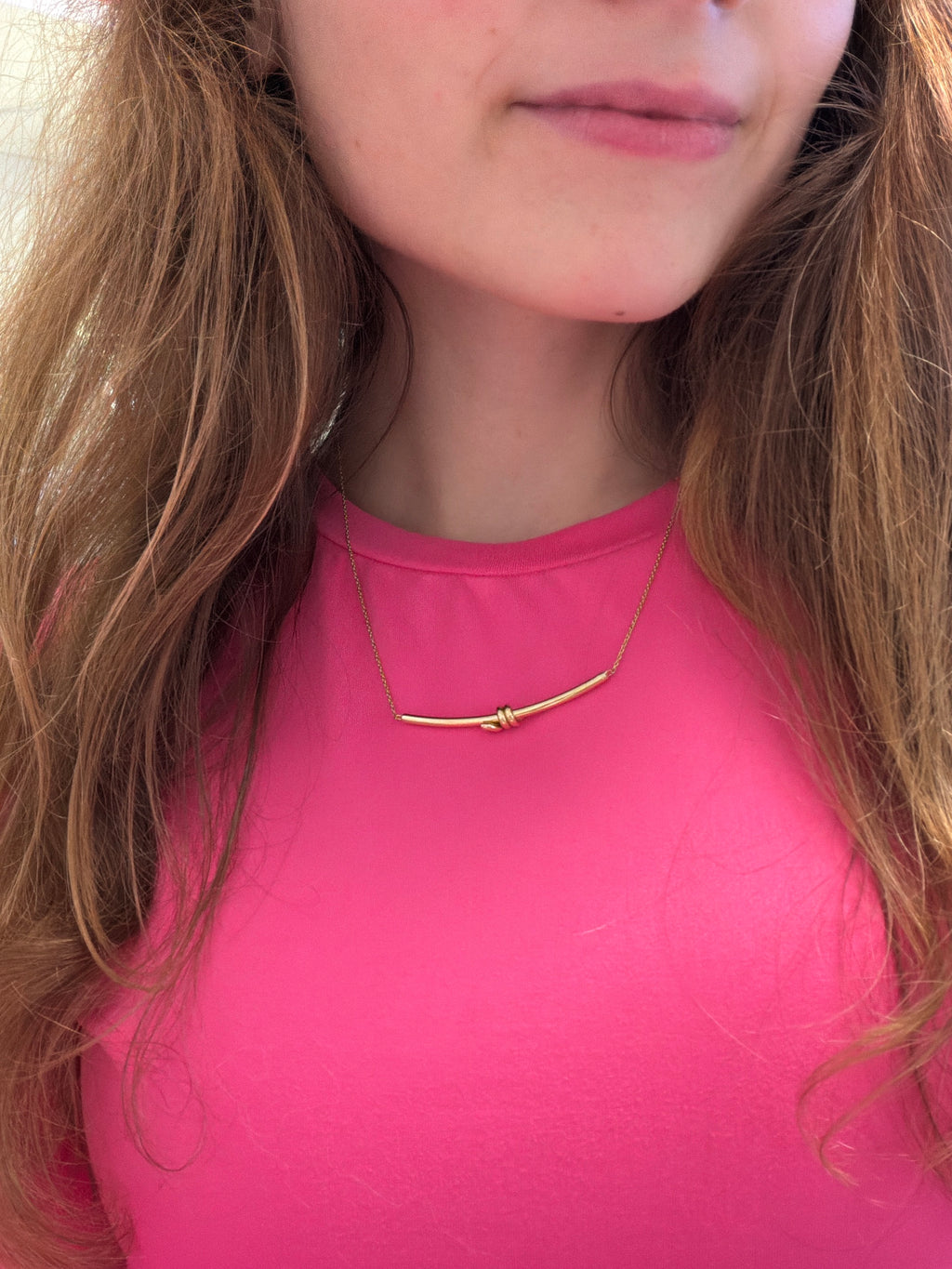 18k gold large ribbon necklace, adjustable 40-45cm, 3.67g