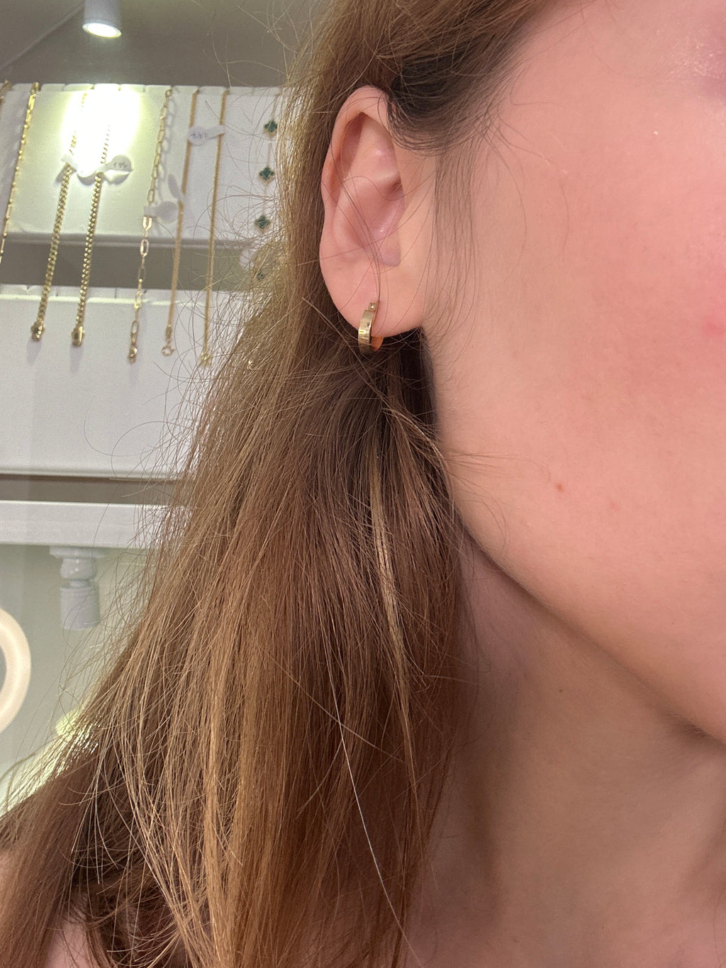 18k gold small hoops (9mm) for baby kids or 2nd piercing, 1.01g