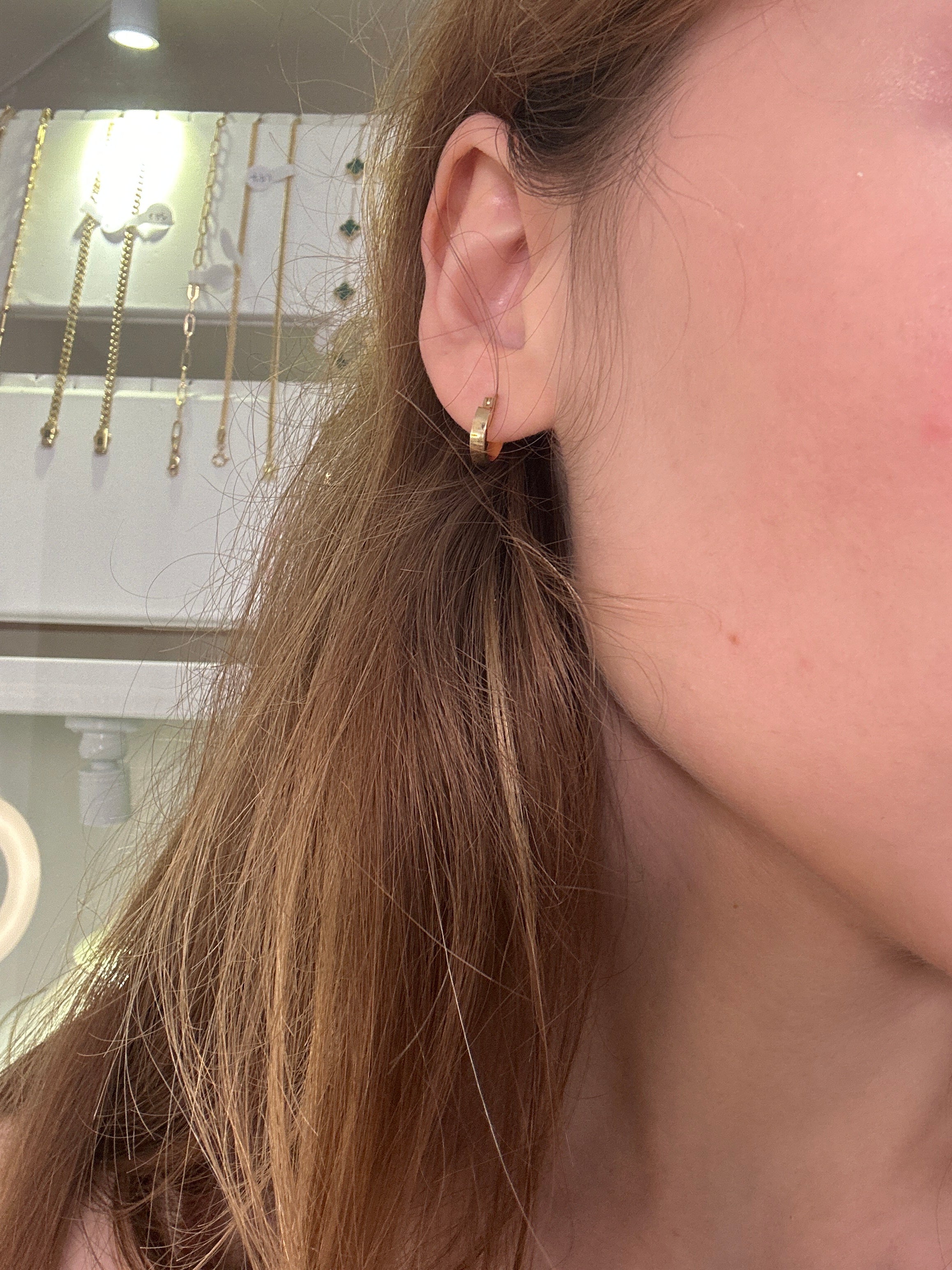18k gold small hoops (9mm) for baby kids or 2nd piercing, 1.01g