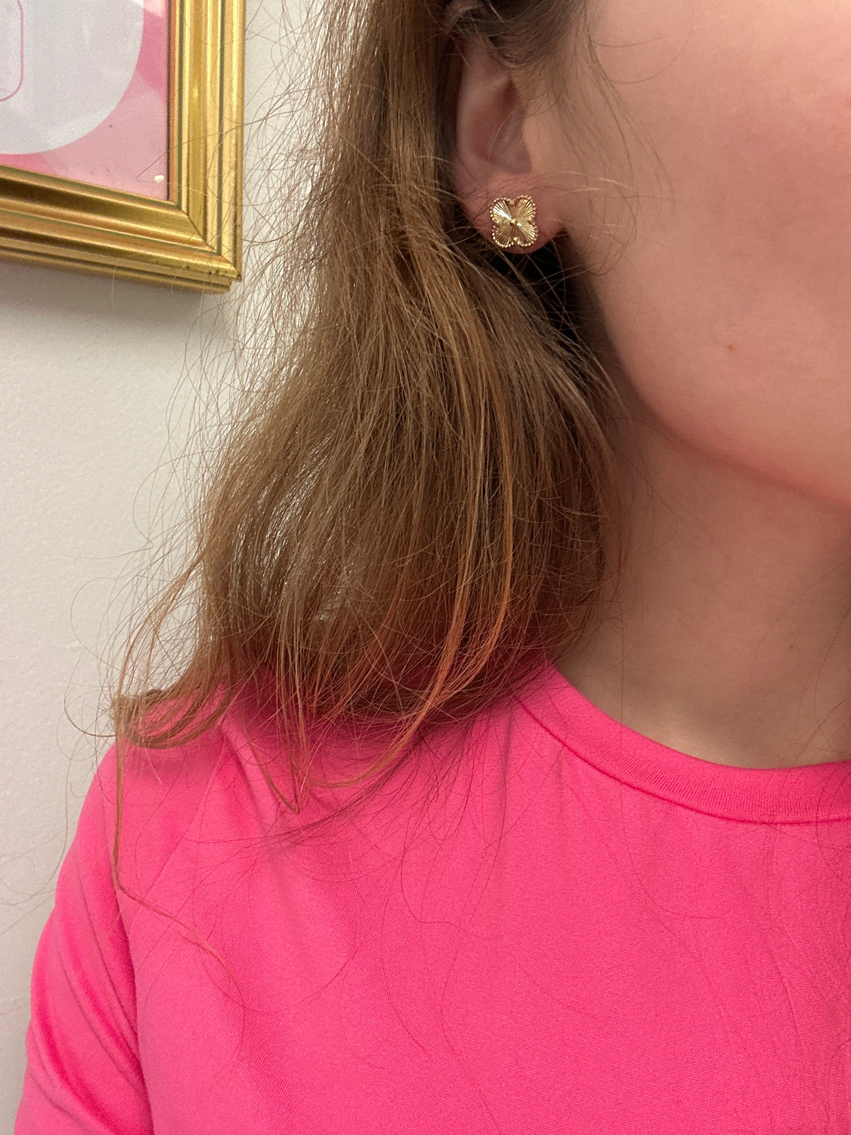 18k gold medium clover studs 12mm, 1.89g