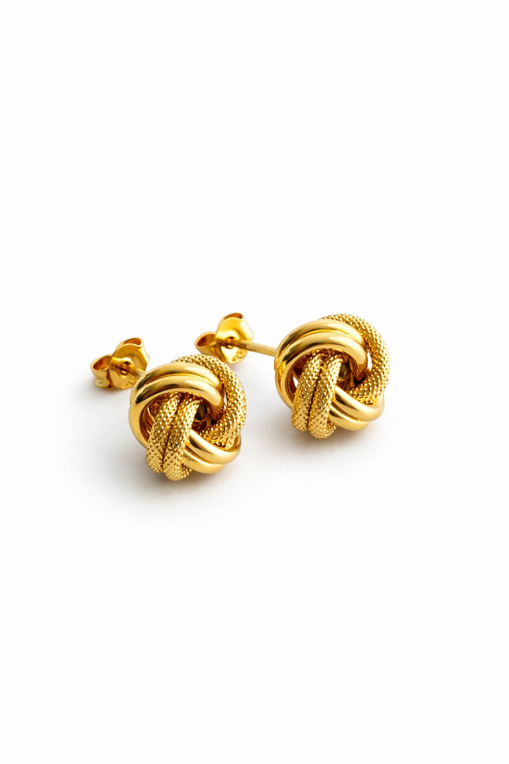 18k gold knots earrings, medium size (12mm), 2.01g