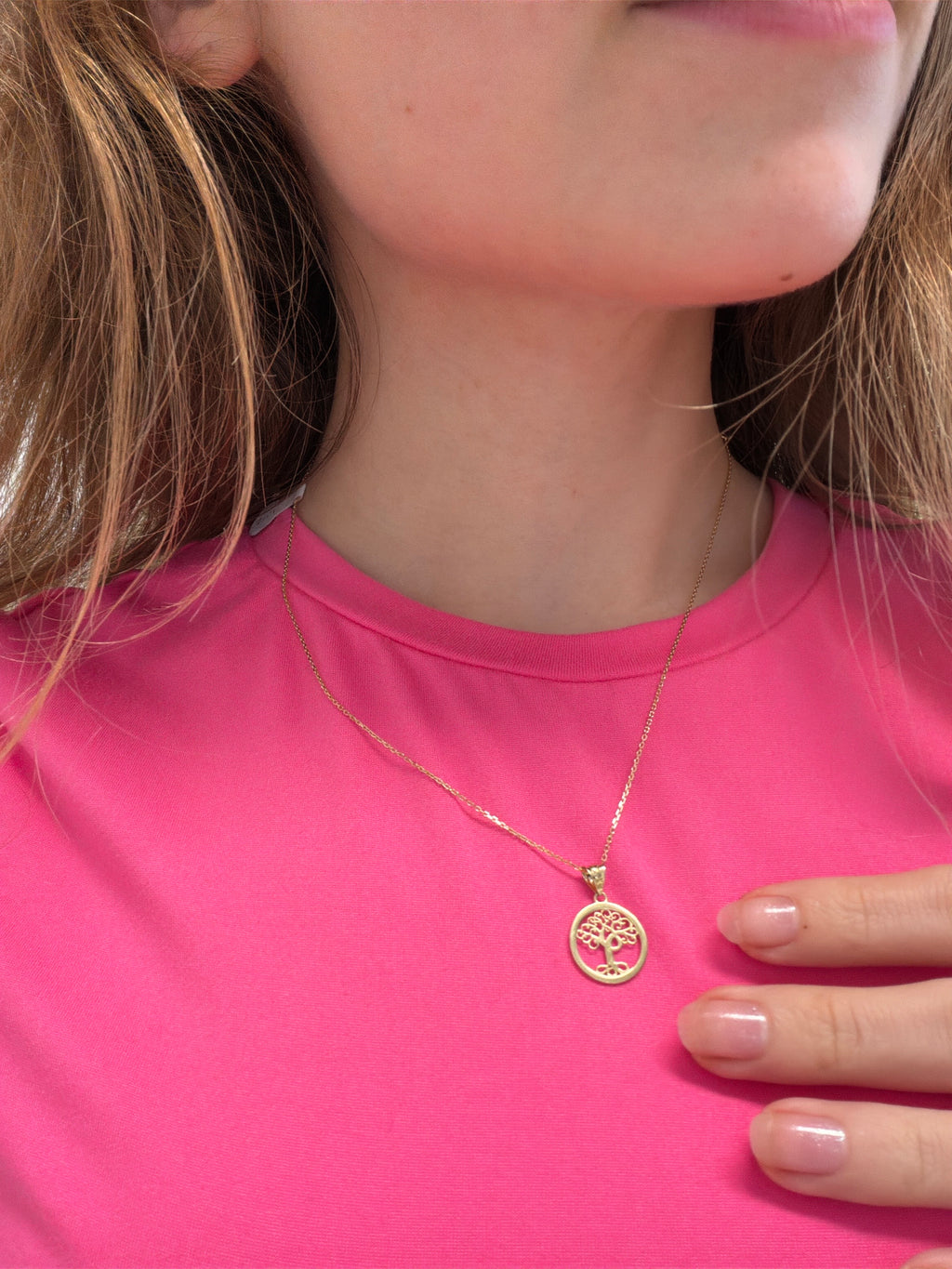 18k gold tree pendant, 14mm, 0.81g