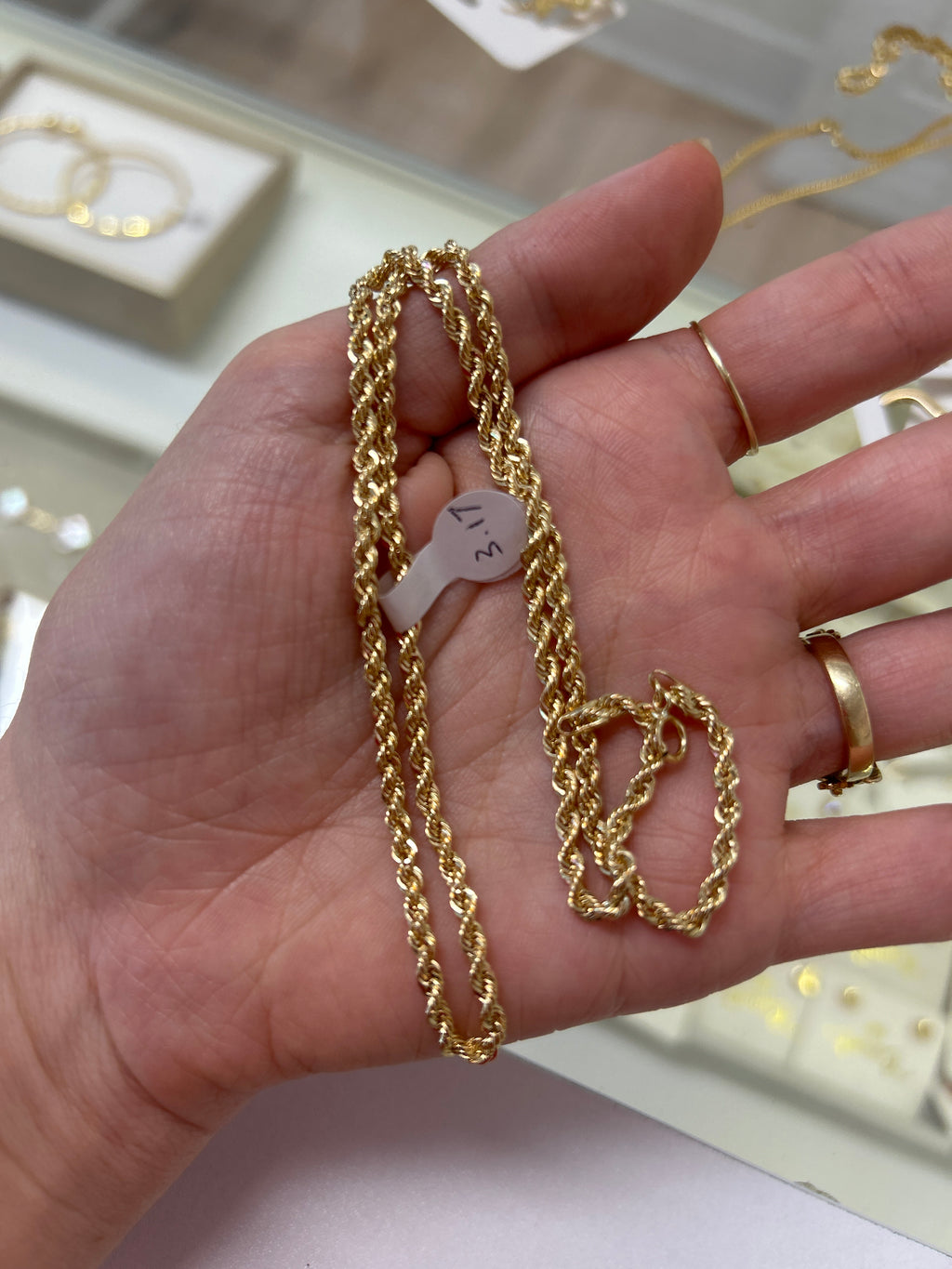 18k gold rope chain, 45cm, 2.5mm thick , 3.17g