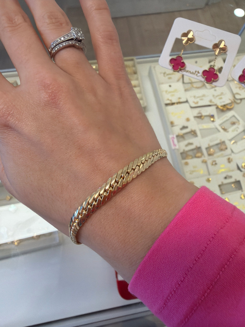 18k gold set of cobra chain (45cm, 4.79g) and bracelet (3.20g, 19cm) total of 7.99