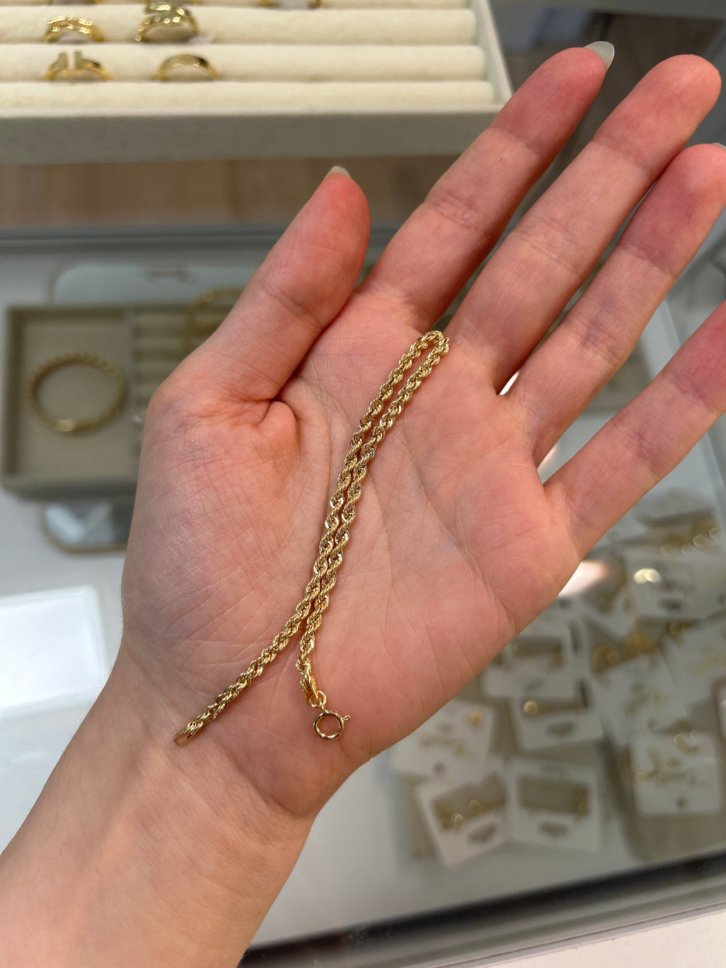 18k gold rope bracelet, 19cm, 1.50g