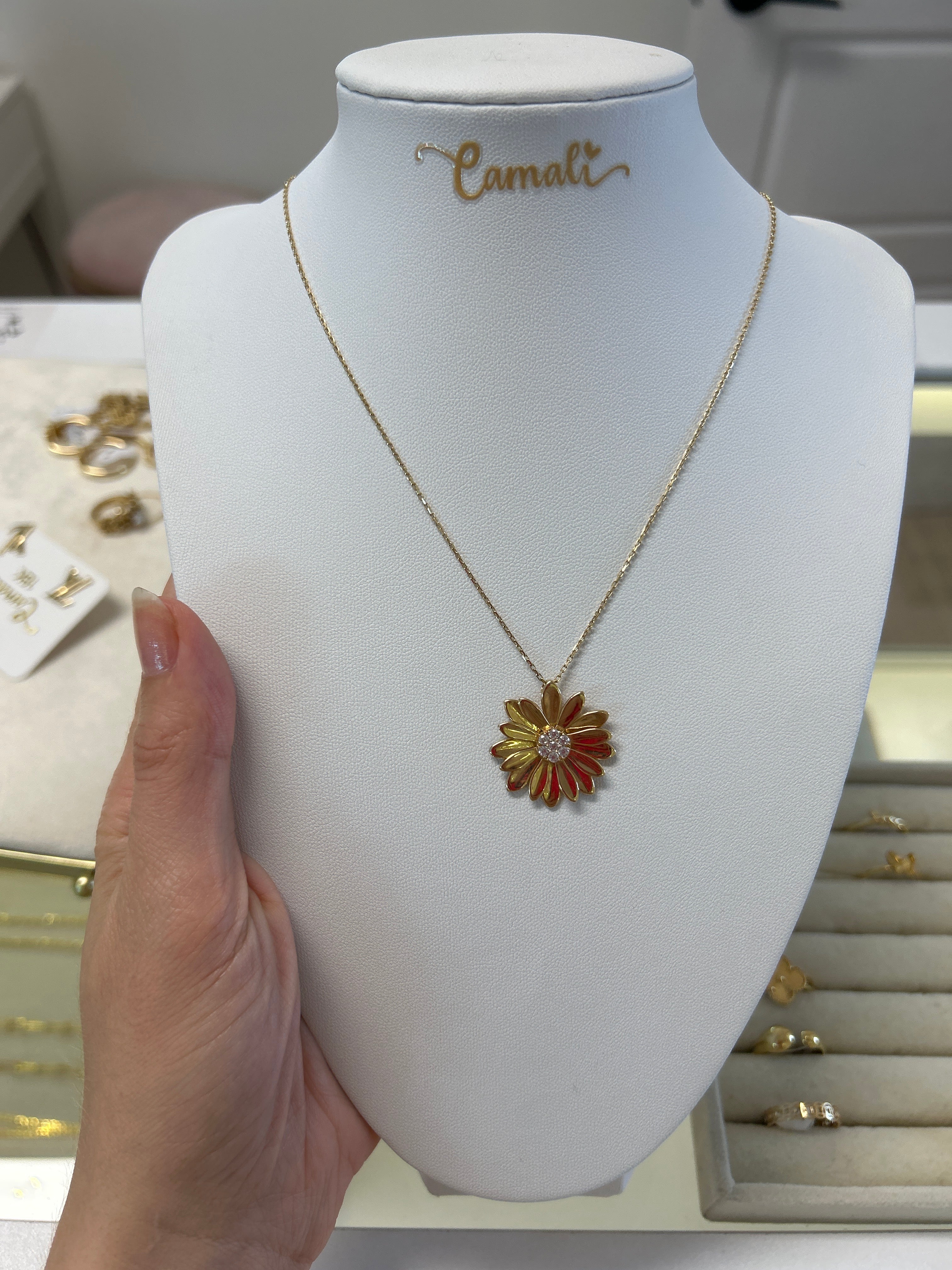 Collier Fleur en Or 18K, Ajustable 40-45cm, 5.21g
