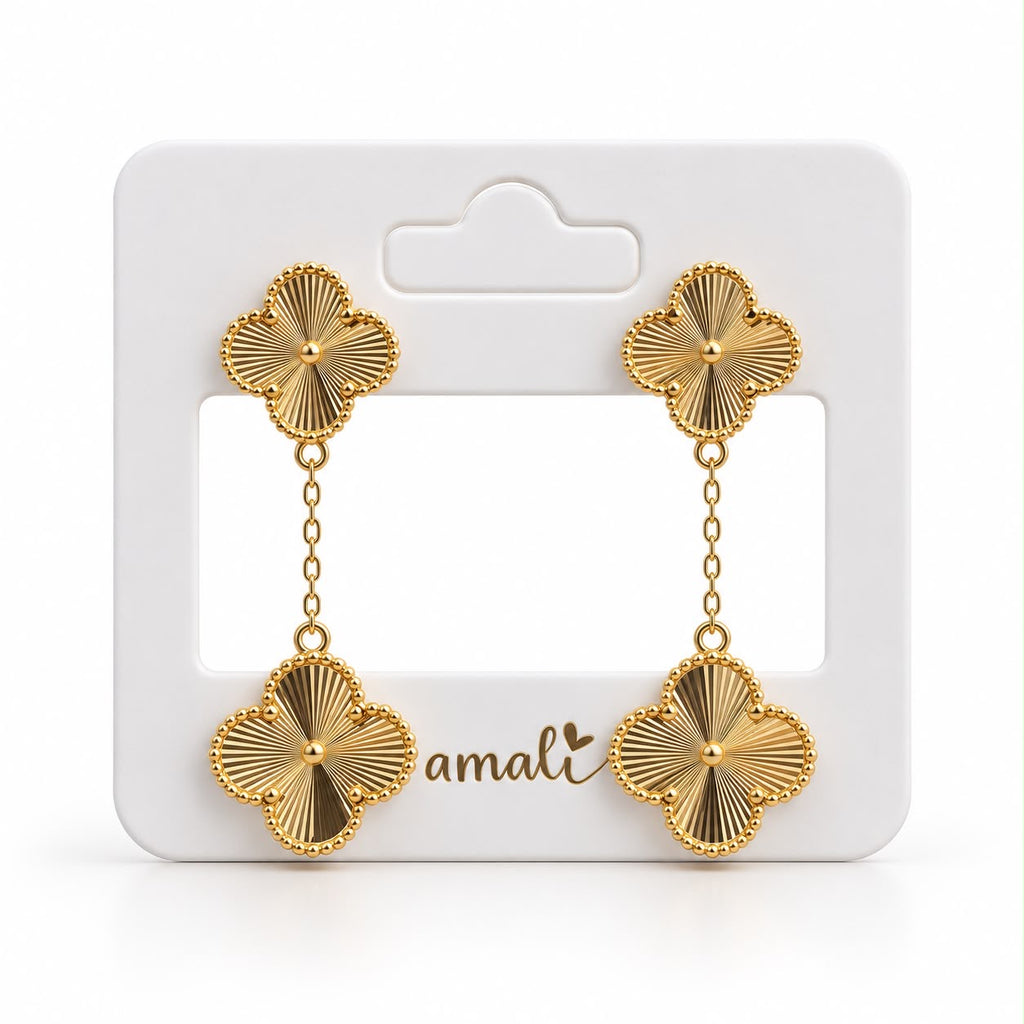 18k gold dangling clovers earrings (12-15mm), 3.98g