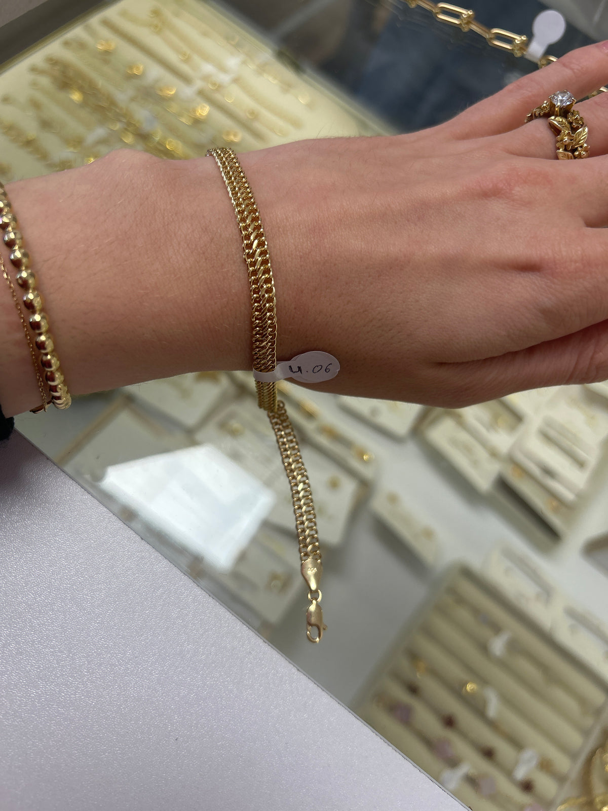 18k gold heartbiz bracelet, 4.06g, 20cm,