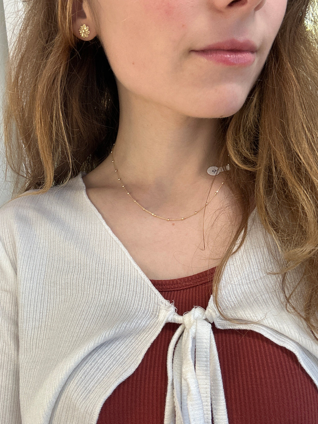 18k gold beaded chain, 2.02g, 40cm