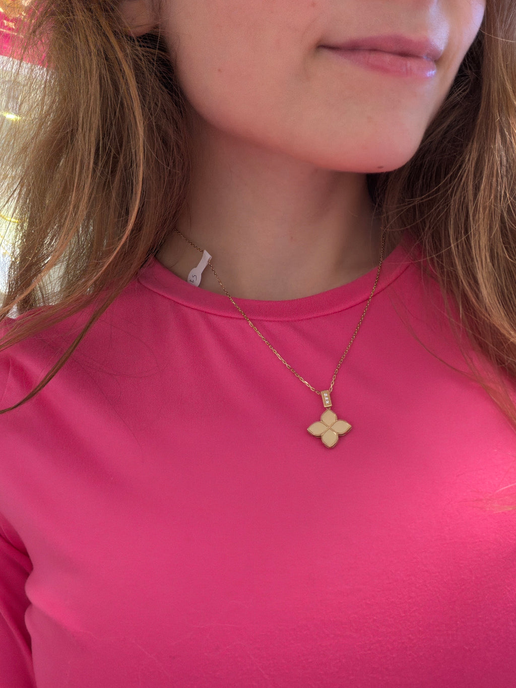 18k gold flower necklace, adjustable 40-45cm, 5g