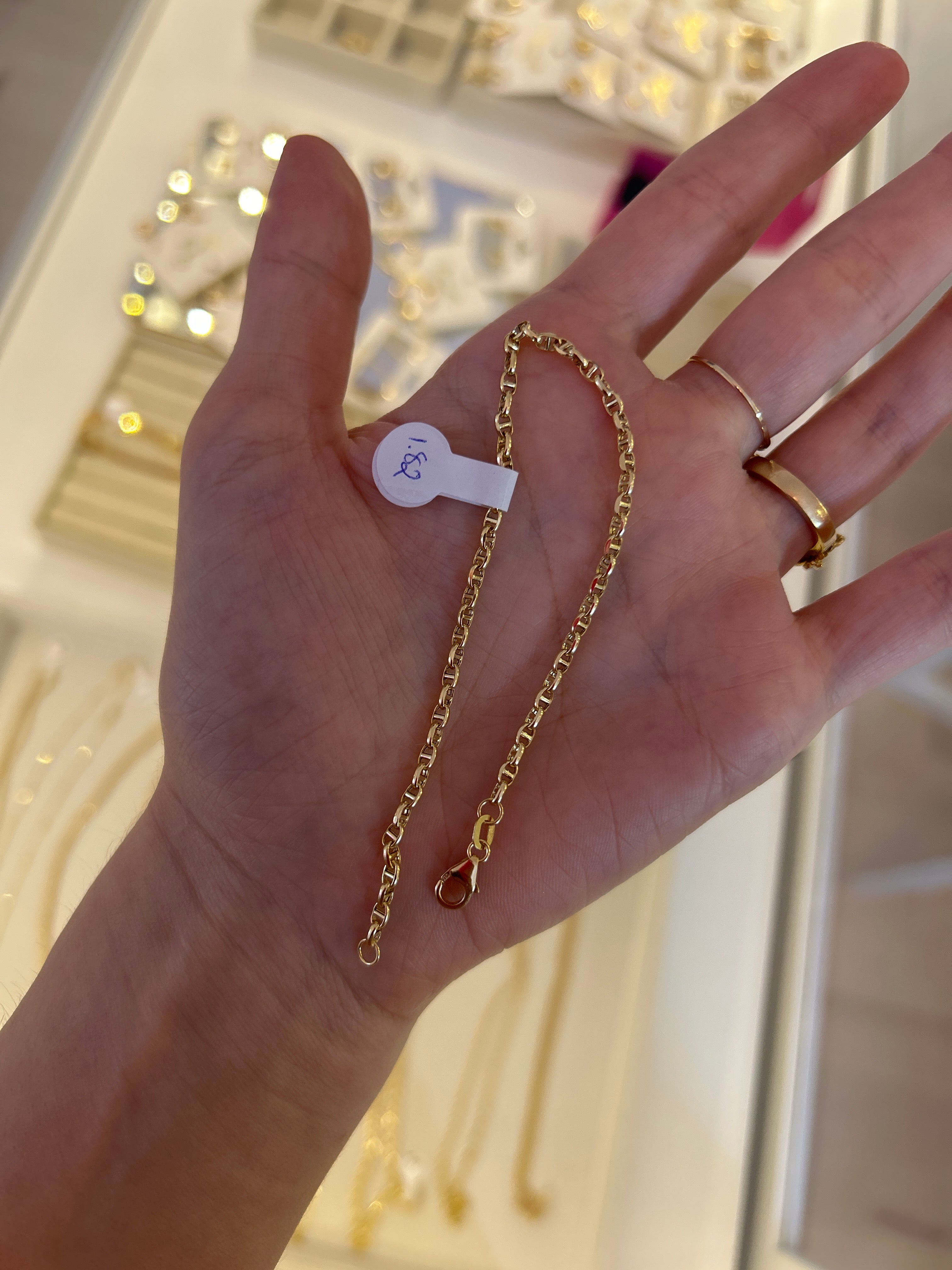 Bracelet grains de café en or 18 carats, 19 cm, 1,82 g