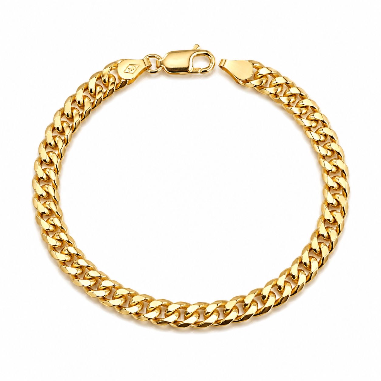 18k solid gold Miami bracelet, 18.5cm, 5.46g