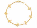 18k gold butterfly anklet, adjustable 23 to 26.5cm, 2.63g