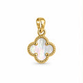 18k gold very small pendant with white mother of pearl , 0.48g total weight