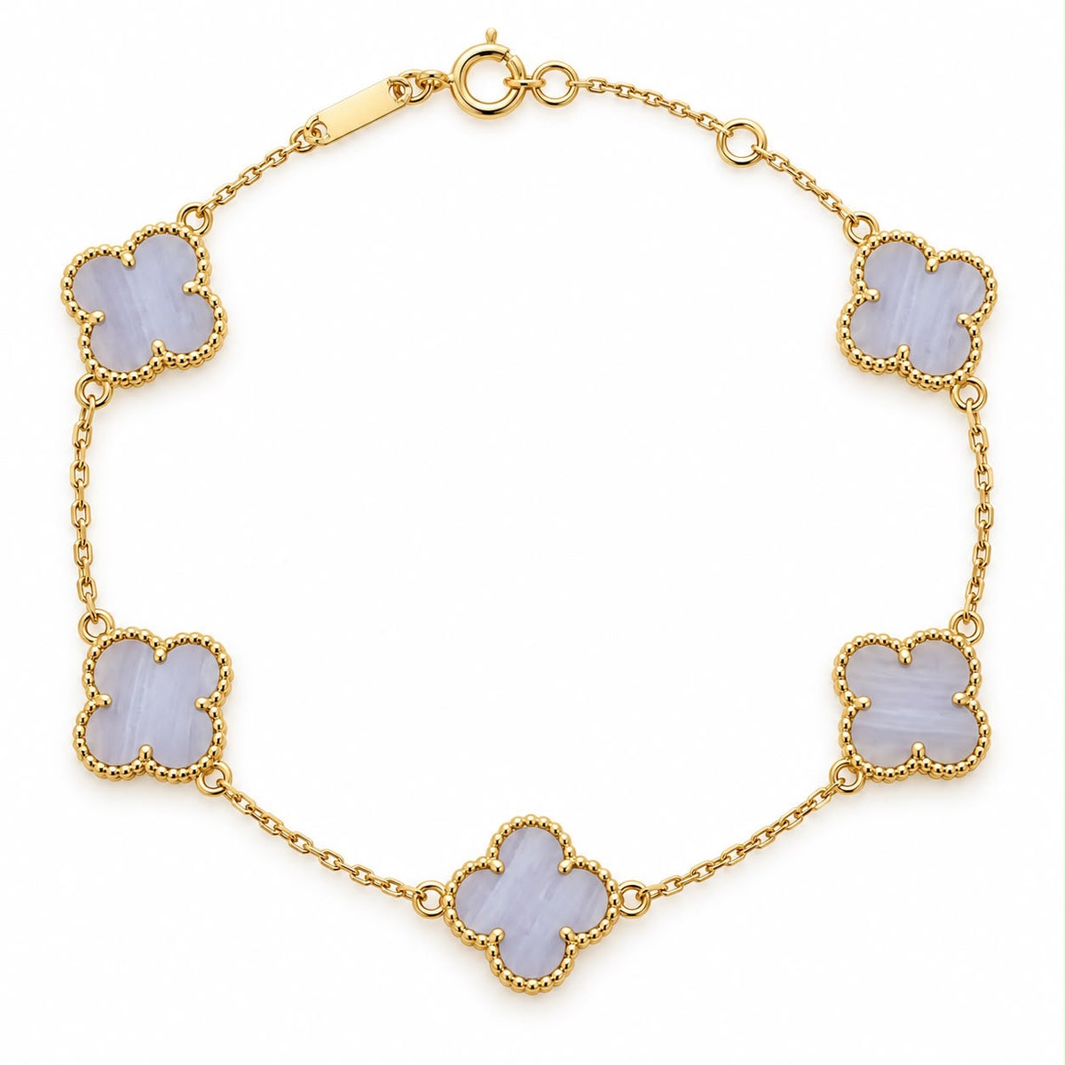 18k gold bracelet with light blue stone, 17.5-19cm, 3.01g