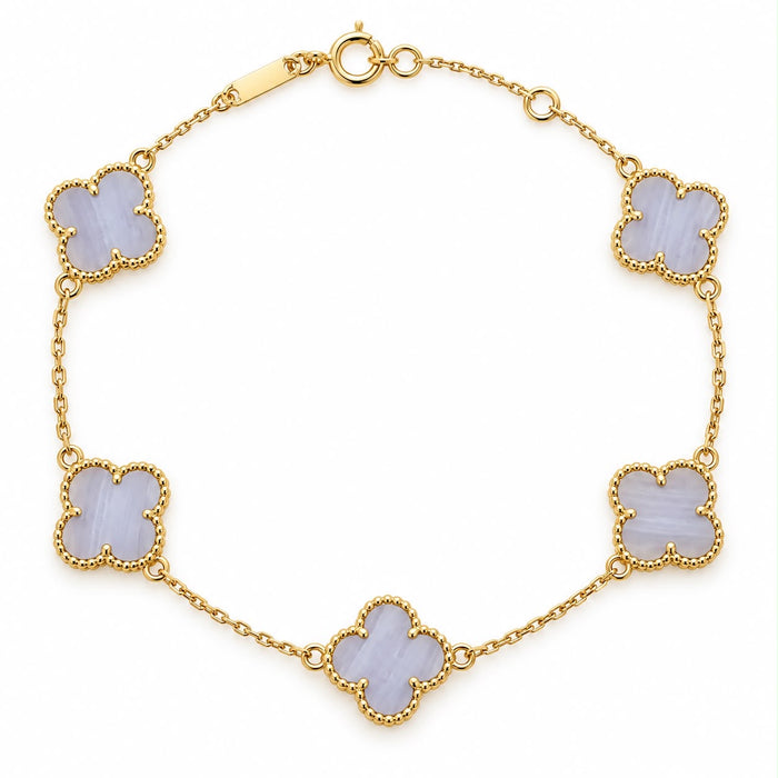 18k gold bracelet with light blue stone, 17.5-19cm, 3.01g