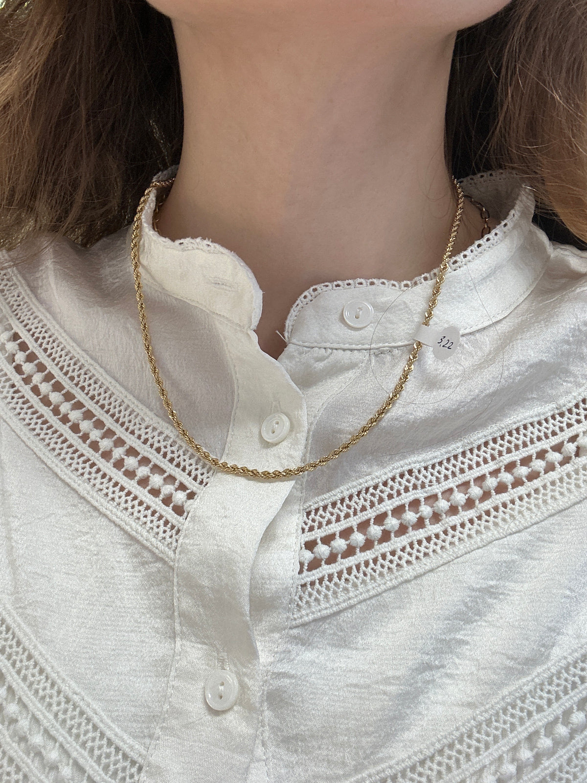 Chaîne corde en or 18 carats, 45 cm, 3,22 g