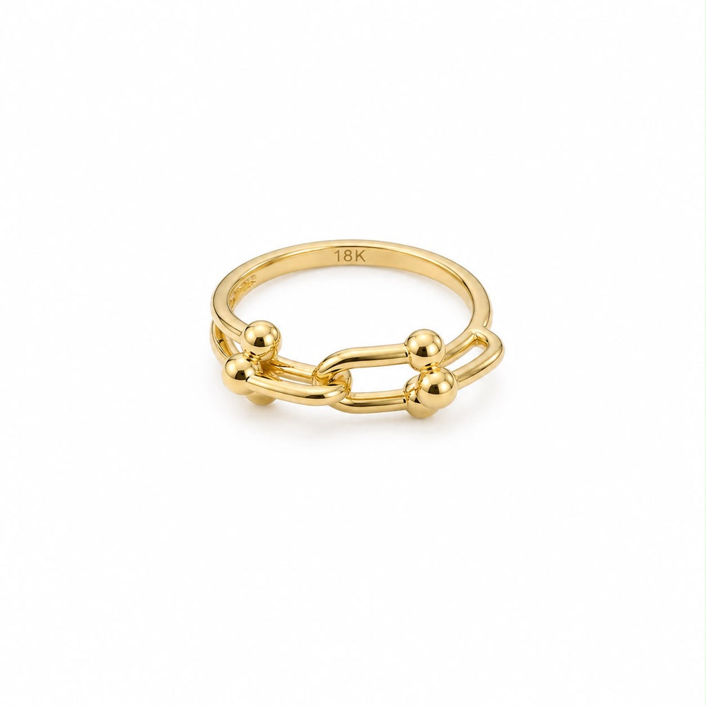 18k gold hard/ware style ring size 6, 1.85g