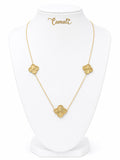18k gold 3 large 15mm clovers attached necklace, adjustable 40-45, 4.95g
