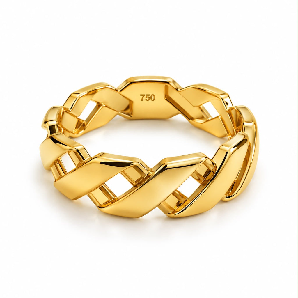 18k gold interlace ring, size 7, 2.95g
