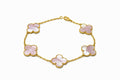 18k gold pink mother of pearl clovers 15mm, 6.60g