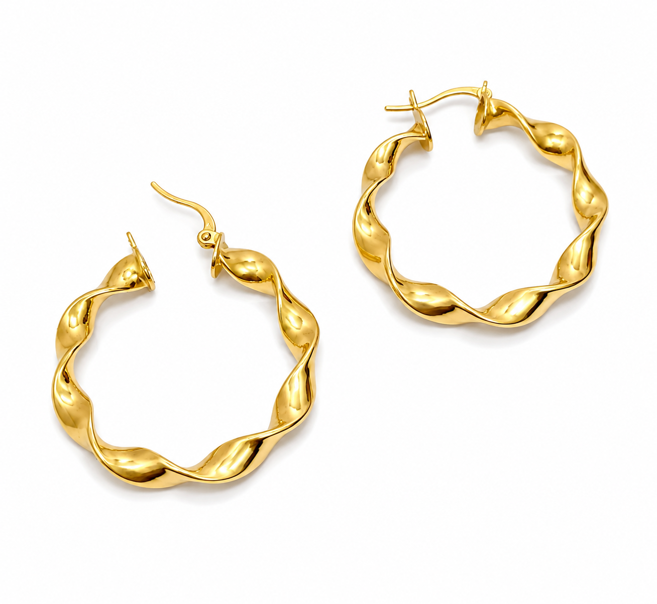 Créoles torsadées en or 18 carats, 27 mm, 2,31 g