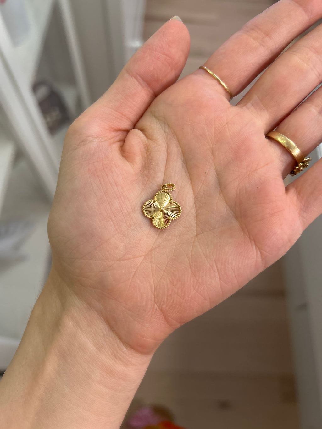 Pendentif trèfle en or 18 carats, 8 mm, 0,53 g