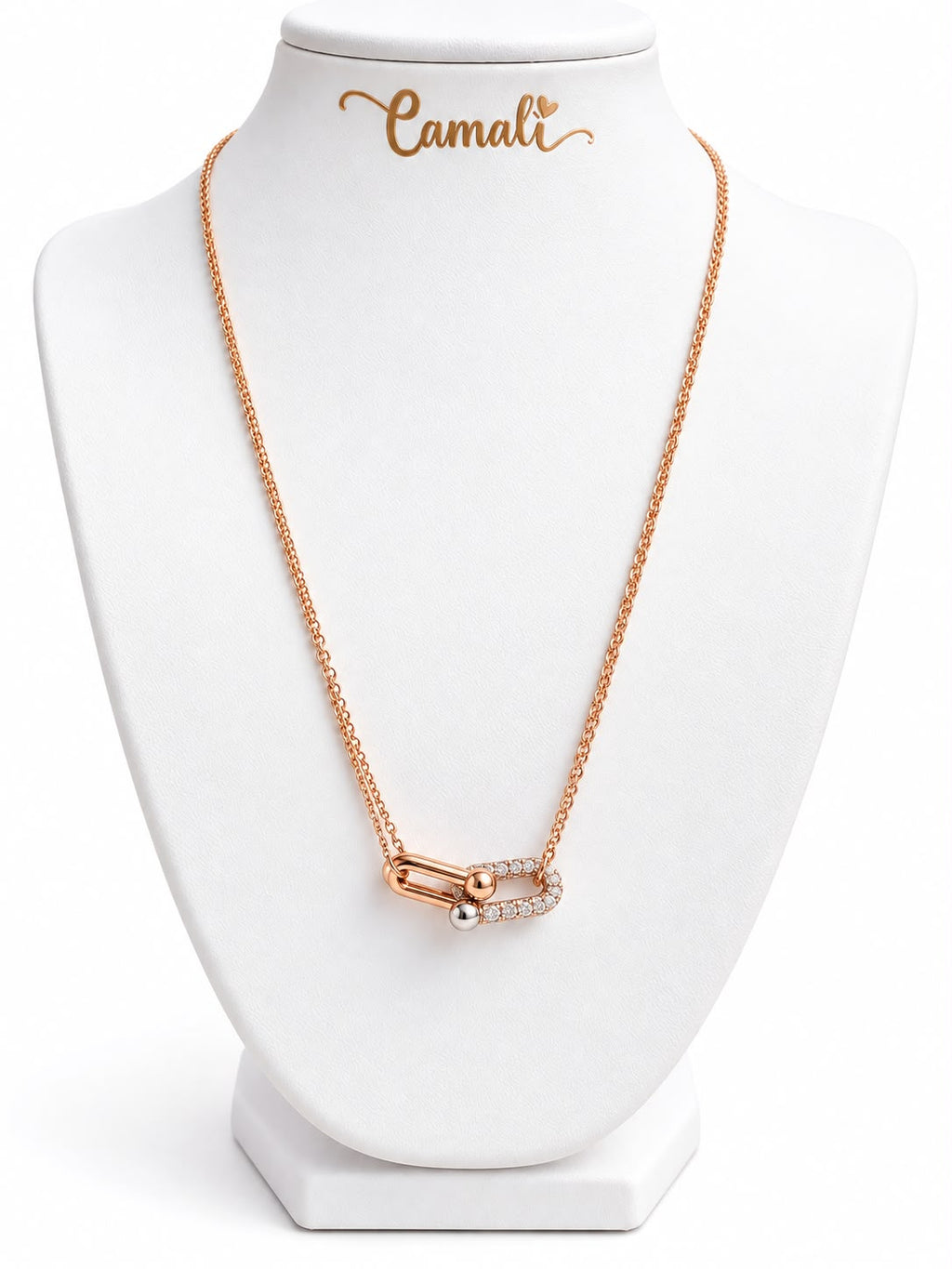 18k rose gold hardware style necklace, pre-owned but excellent condition, 50cm, 6.24g