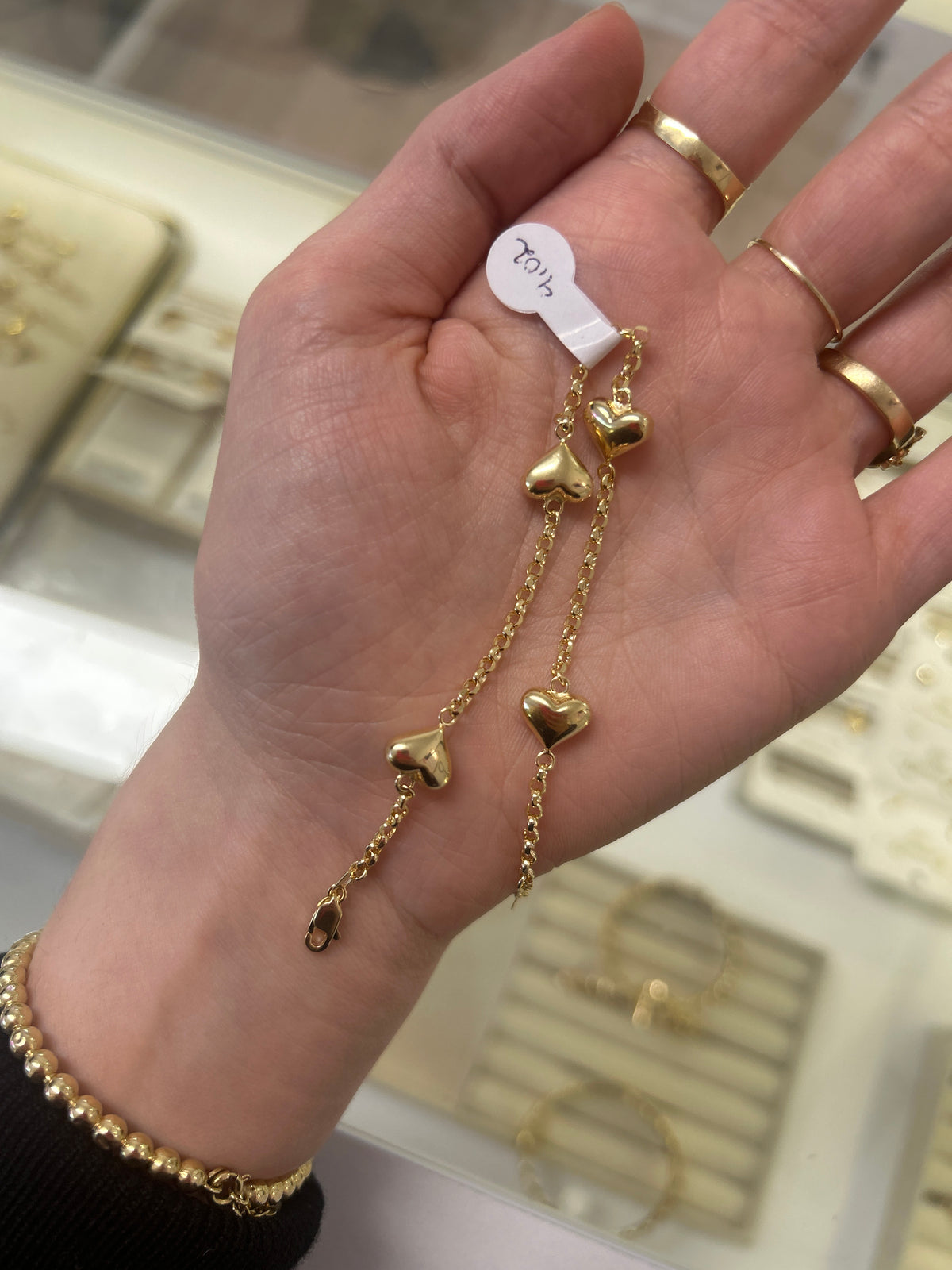 18K Gold 4 Hearts Tauco Bracelet, 17.5-19cm, 4.02g