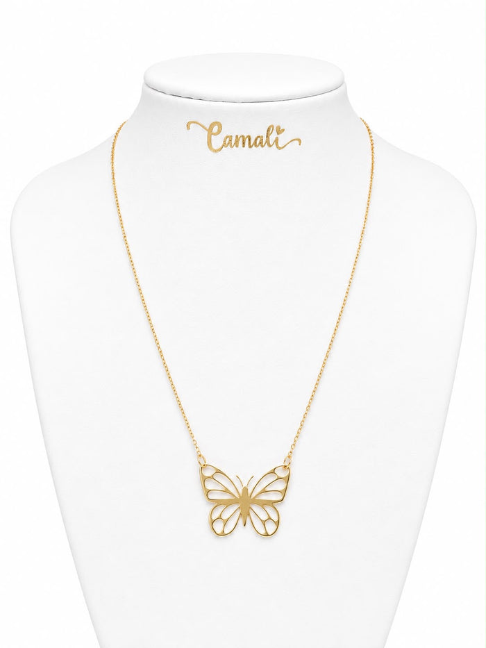 18k gold butterfly attached necklace, 45cm, 1.81g