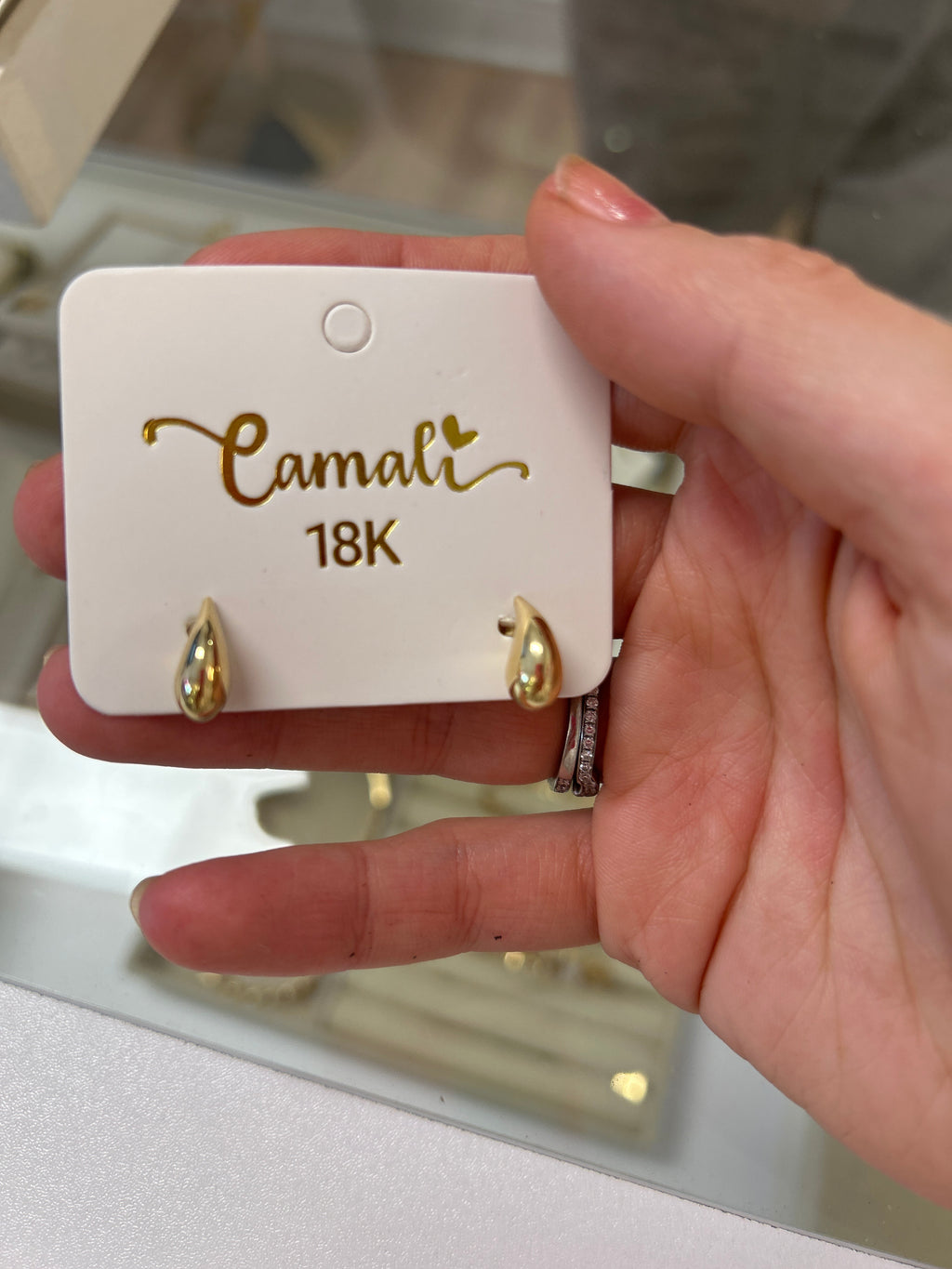 Petites gouttes en or 18 carats, 12 mm x 5 mm, 1,57 g