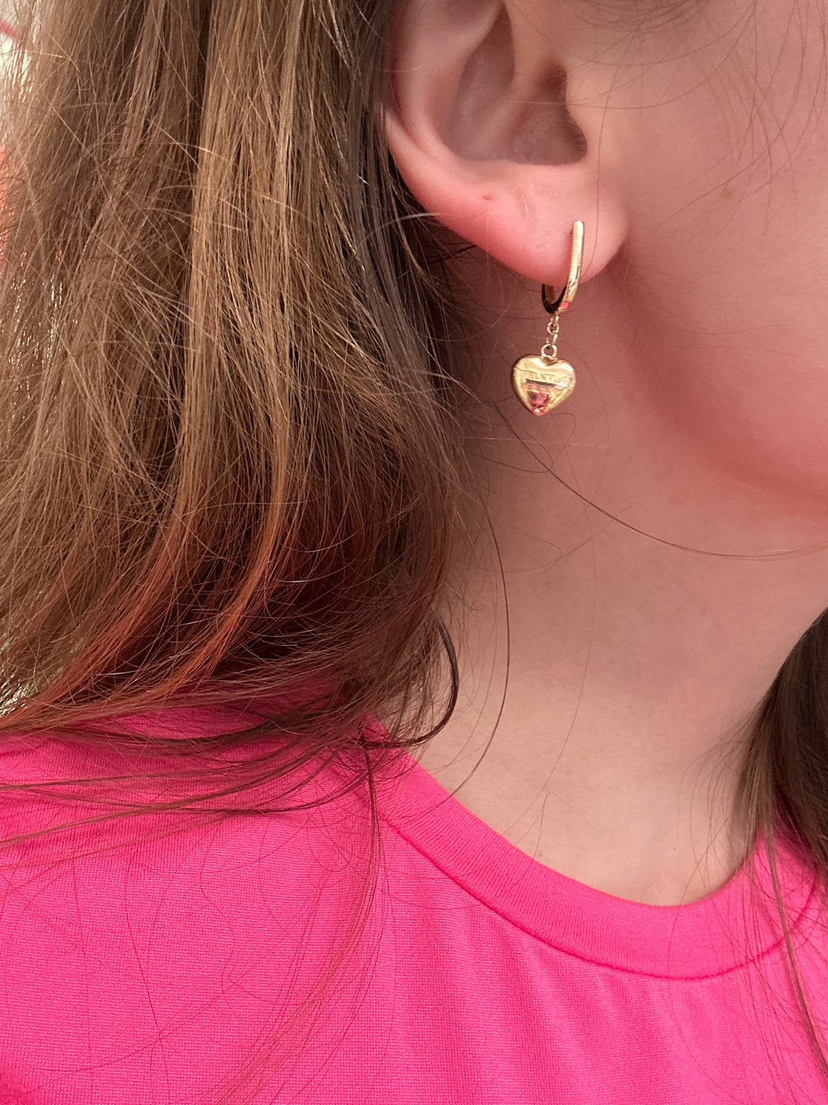 18k gold dangling hearts earrings, 2.62g