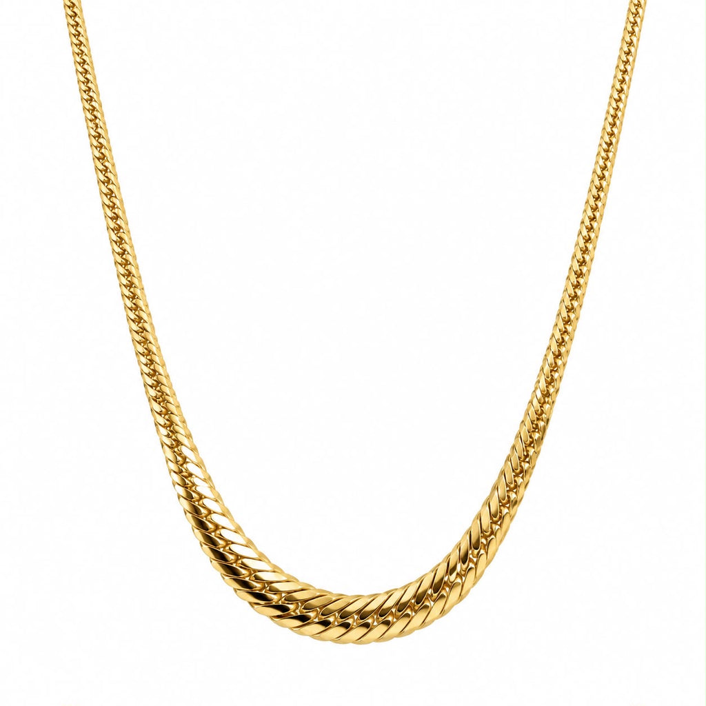 18k gold set of cobra chain (45cm, 4.79g) and bracelet (3.20g, 19cm) total of 7.99