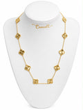 Or 18 carats, 10 trèfles de taille moyenne de 12 mm, collier réglable de 40 à 45 cm, 8,76 g