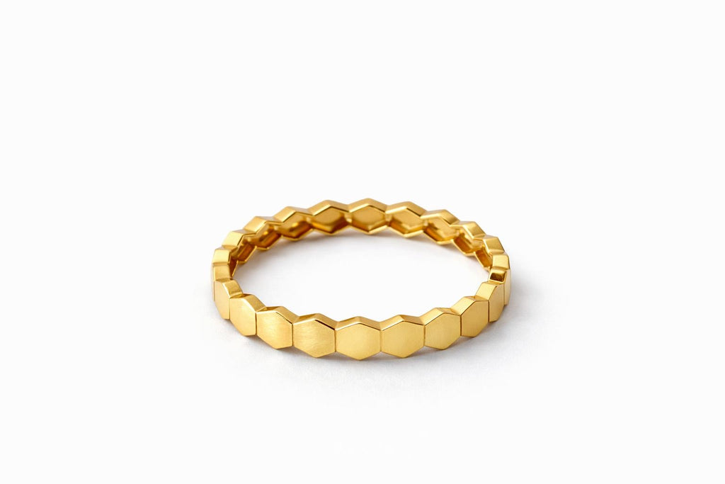 18k gold honey « beehive », size 9, 1.86g