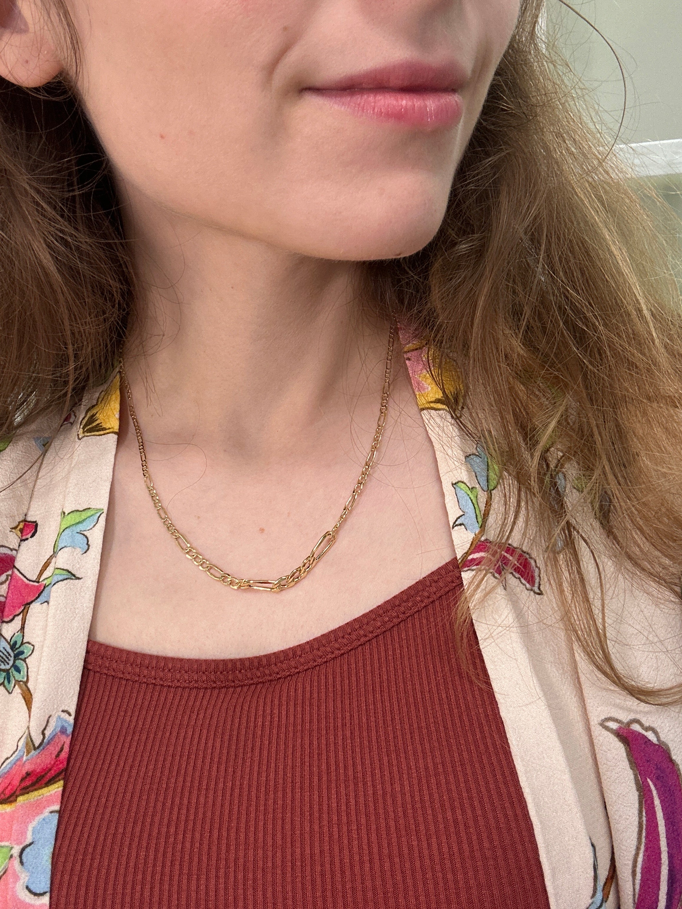 18k gold degraded figaro chain, 45cm, 2.78g