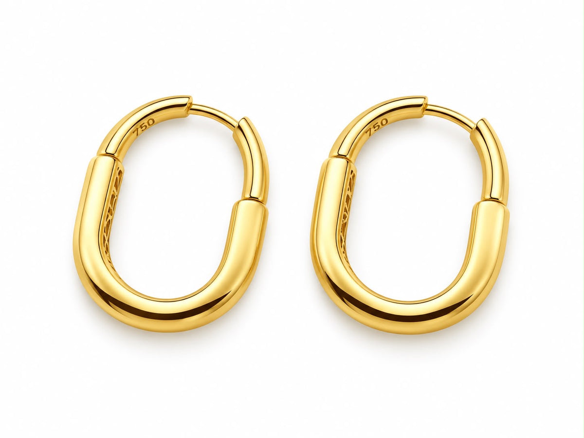 18k gold lock earrings, 3.01g