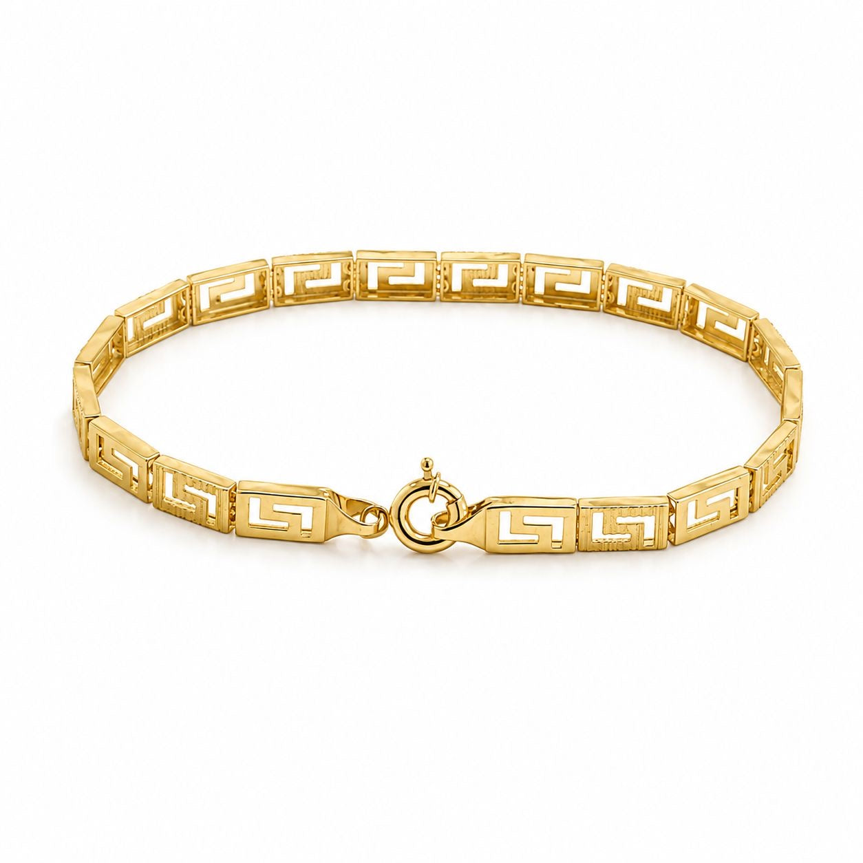 18k gold Greek style squares bracelet, 4.99g, 17cm