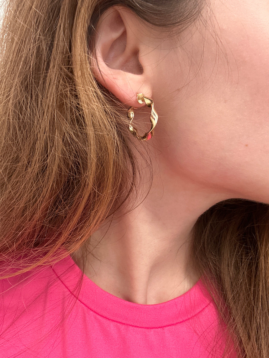 18k gold twisted hoops 23mm, 2g