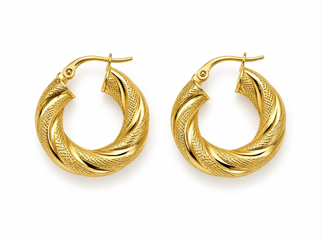 18k gold twisted hoops, 18mm, 2.79g