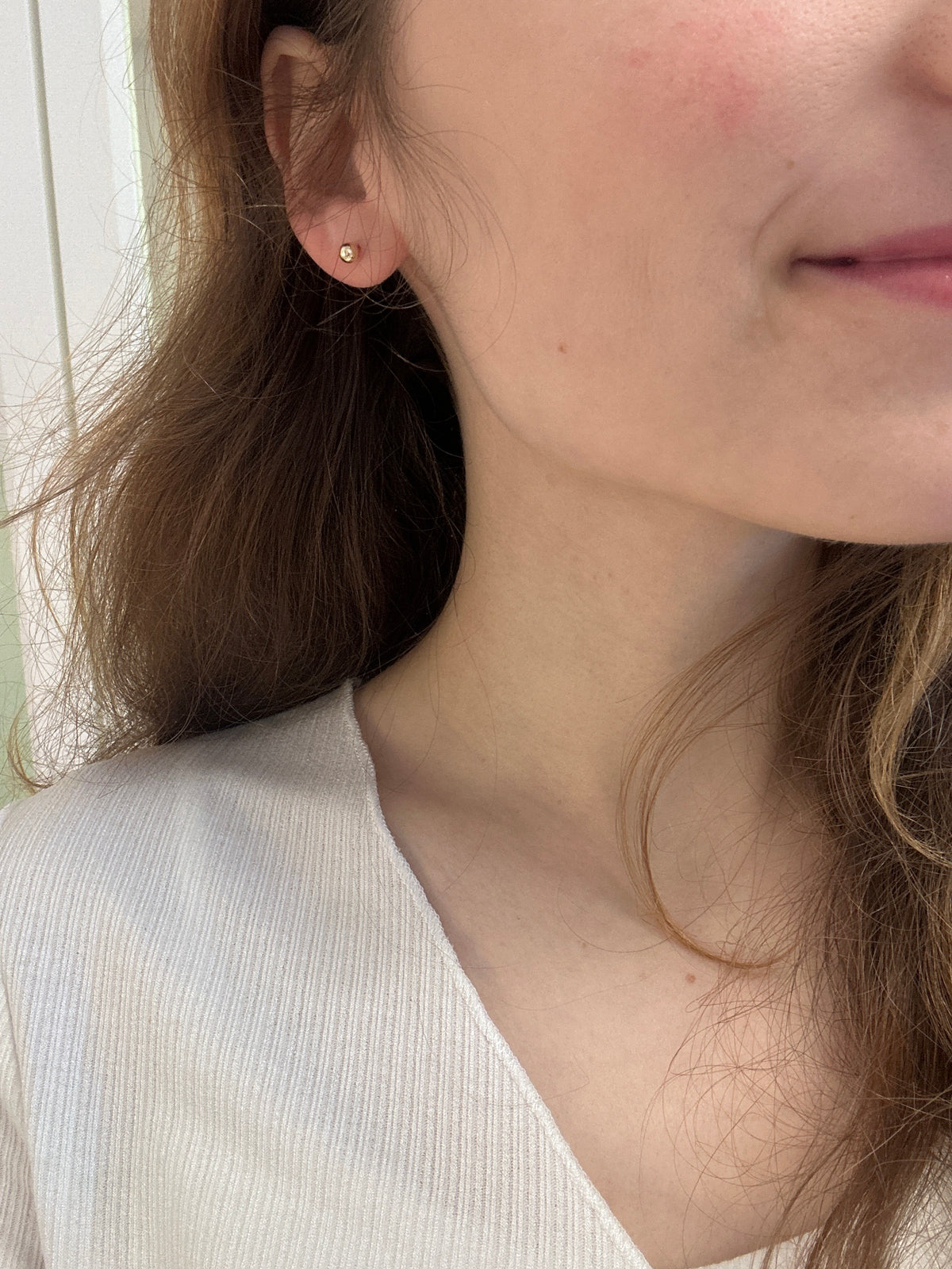 Clous d'oreilles boules en or 18 carats, 3,5 mm, 0,98 g