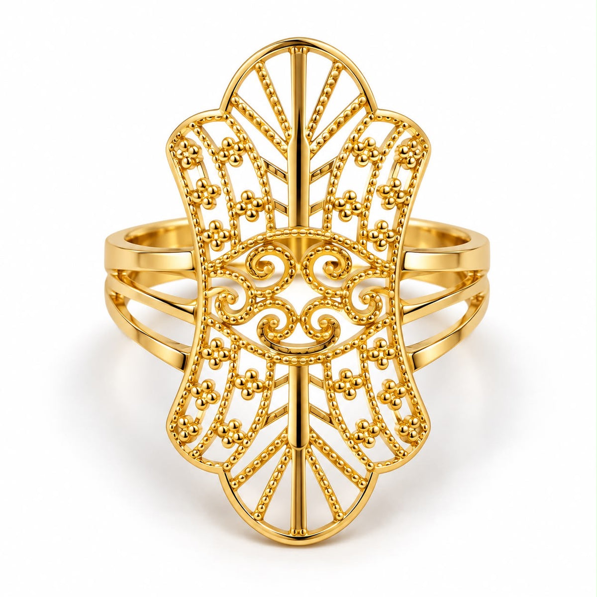 18k gold power ring, size 8, 1.86g