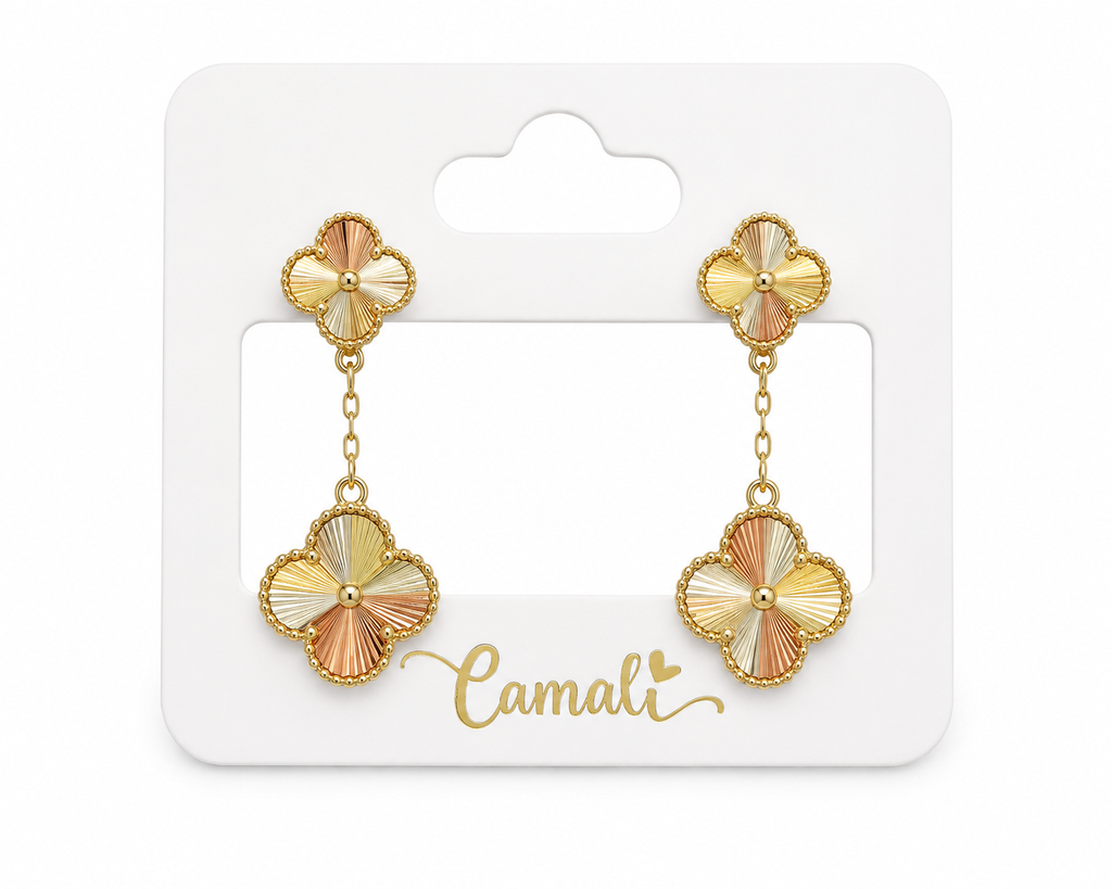 18k gold dangling clovers (8-12mm) 2.86g
